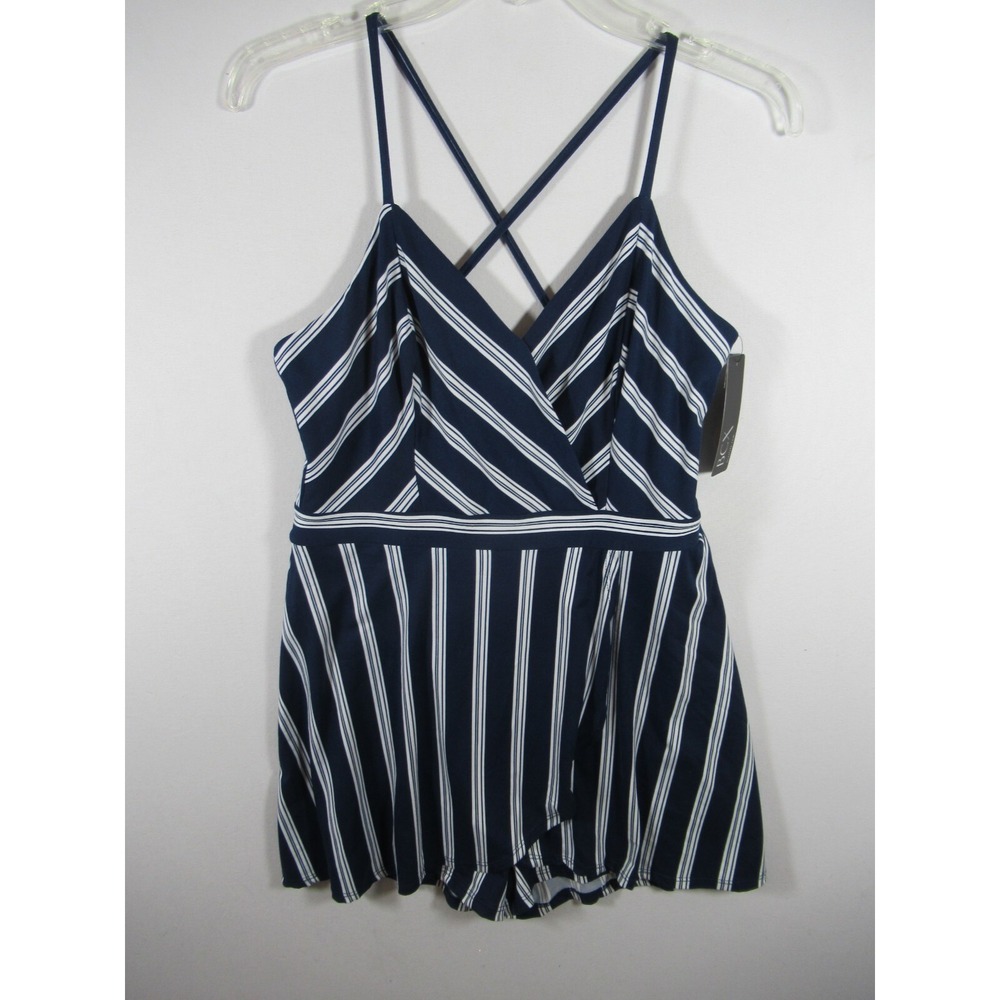 NEW BCX Romper Women Large Blue Sleeveless Lightweight